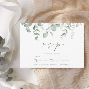 Boho Greenery Foliage Eucalyptus Wedding RSVP Card