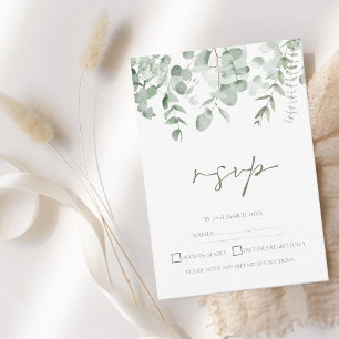 Boho Greenery Foliage Eucalyptus Wedding RSVP Card