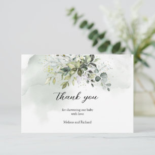 Boho greenery foliage gold letters Thank You  Enclosure Card