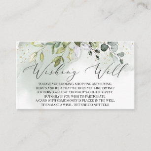 Boho greenery foliage leaves wedding wishing well enclosure card