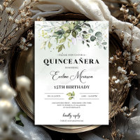 Boho greenery foliage quinceanera 15th birthday