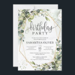 Boho greenery leaves gold geometric birthday party invitation<br><div class="desc">Boho greenery leaves gold geometric birthday party invitation,  Contact me for matching items or for customisation,  Blush Roses ©</div>