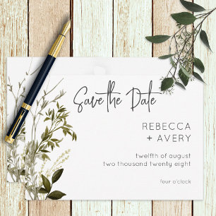 Boho Greenery Modern Floral Wedding Save The Date