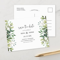 Boho Greenery Modern Save the Date Announcement Po