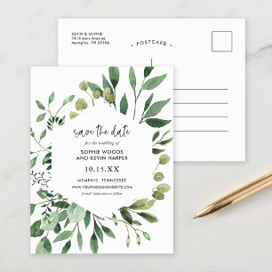 Boho Greenery Modern Save the Date Announcement Postcard