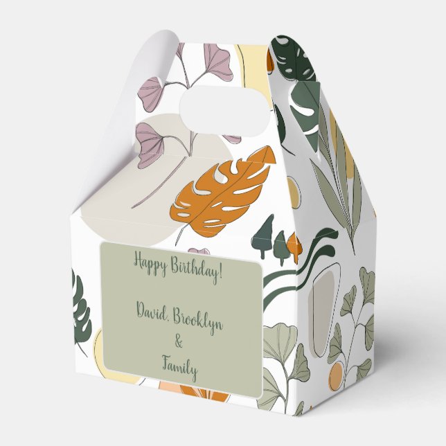 Boho greenery monstera leaves nature custom favour box (Front Side)