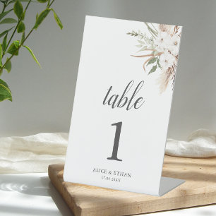 Boho Greenery Pampa Grass Wedding Table Pedestal S Pedestal Sign