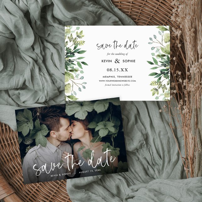 Boho Greenery Photo Save the Date (Creator Uploaded)