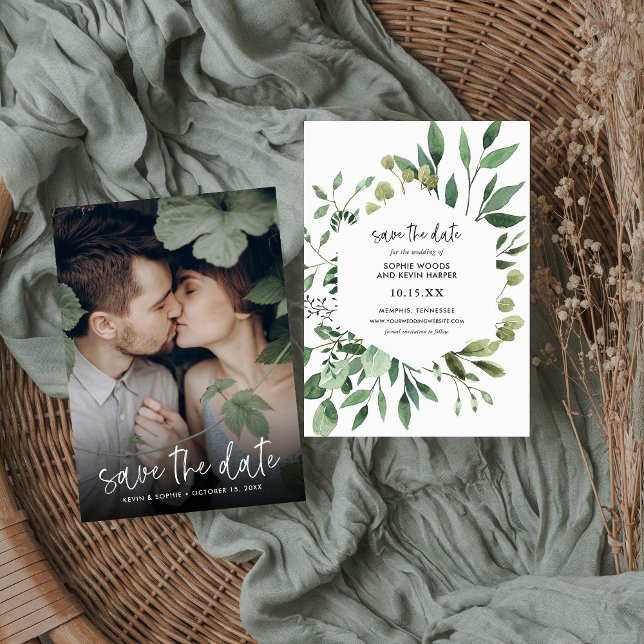 Boho Greenery Photo Save the Date (Creator Uploaded)