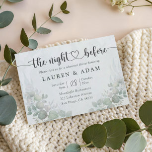 Boho Greenery Rehearsal Dinner  Wedding Invitation