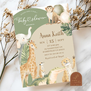 Boho Greenery Safari Baby Shower Invitation