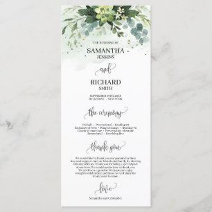 Boho greenery succulent eucalyptus wedding program programme