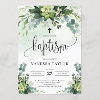 Boho greenery succulent flowers foliage baptism