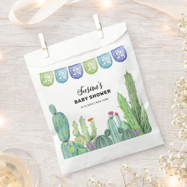 Boho Greenery Taco Fiesta Cactus Baby Shower  Favour Bags (Clipped)