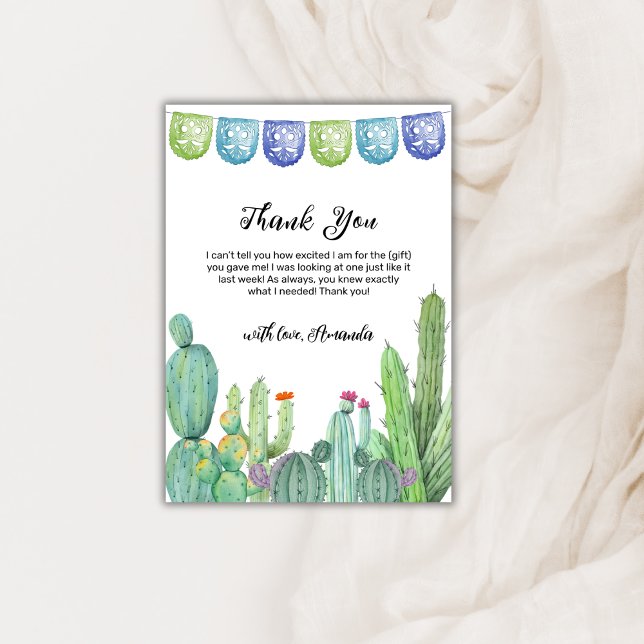 Boho Greenery Taco Fiesta Cactus Baby Shower  Thank You Card (Boho Greenery Taco Fiesta Cactus Baby Shower Thank You Card)