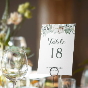 Boho Greenery Watercolor Eucalyptus Wedding Table Number