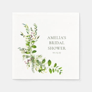 Boho Greenery Watercolor Floral Bridal Shower Napkin