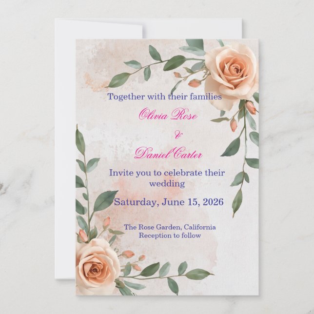 Boho Greenery Wedding Invitation (Front)