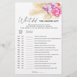 Boho greenery - What did the groom say bridal game