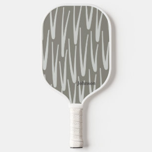 Boho Grey and White Pattern Custom Name  Pickleball Paddle