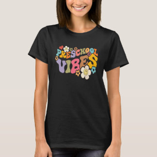 Boho Groovy Back to School Preschool Vibes Teacher T-Shirt