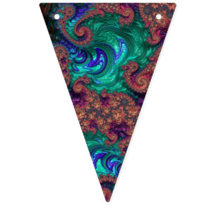 Boho Groovy Colourful Jewel Tone Abstract Fractal Bunting