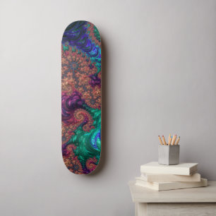 Boho Groovy Colourful Jewel Tone Abstract Fractal Skateboard
