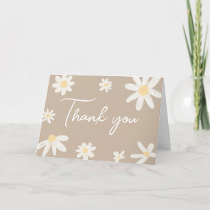 Boho Groovy Daisy Baby Shower Thank You Card