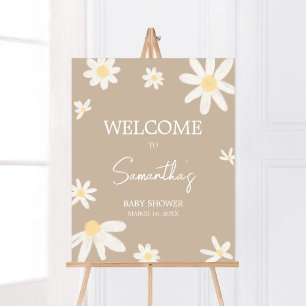 Boho Groovy Daisy Baby Shower Welcome Poster