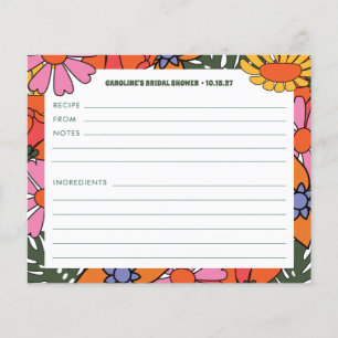 Boho Groovy Floral Shower Personalised Recipe Card
