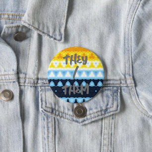 Boho Groovy Geometric Abstract AroAce Pride Flag 7.5 Cm Round Badge