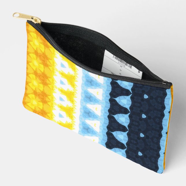Boho Groovy Geometric Abstract AroAce Pride Flag Accessory Pouch (Open)