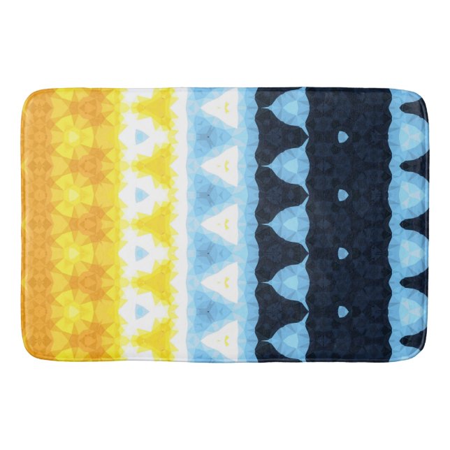 Boho Groovy Geometric Abstract AroAce Pride Flag Bath Mat (Front)