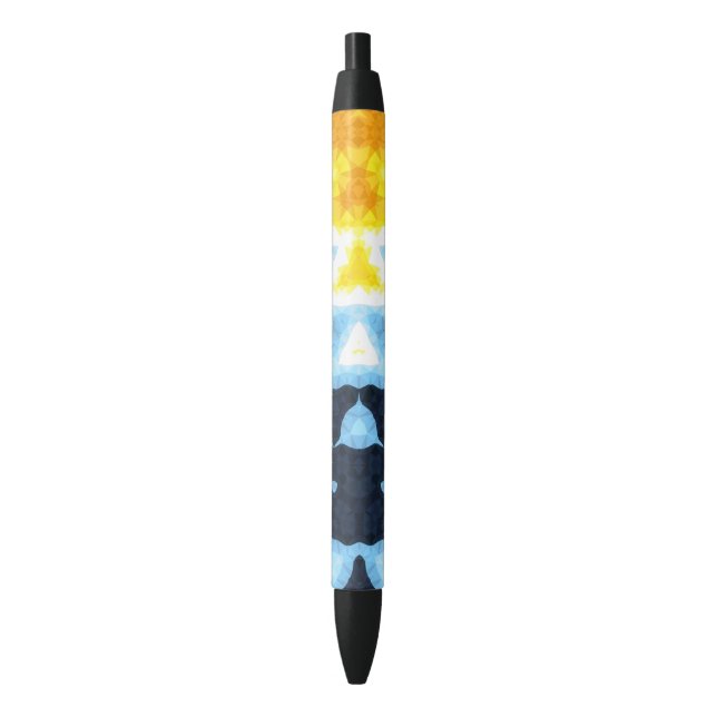 Boho Groovy Geometric Abstract AroAce Pride Flag Black Ink Pen (Front Vertical)