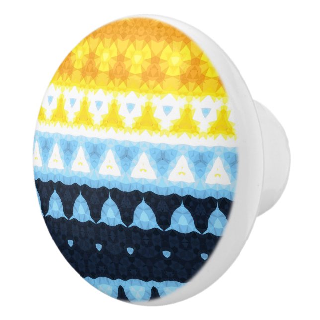 Boho Groovy Geometric Abstract AroAce Pride Flag Ceramic Knob (Right)