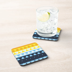 Boho Groovy Geometric Abstract AroAce Pride Flag Coaster