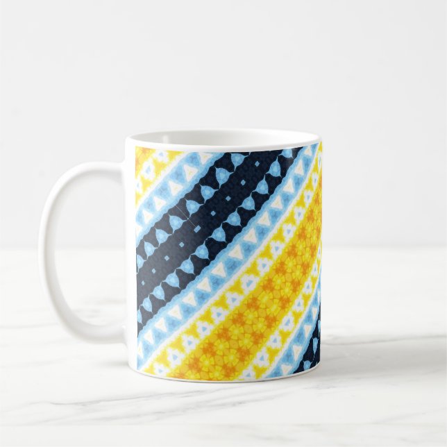Boho Groovy Geometric Abstract AroAce Pride Flag Coffee Mug (Left)