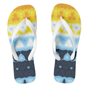 Boho Groovy Geometric Abstract AroAce Pride Flag Flip Flops