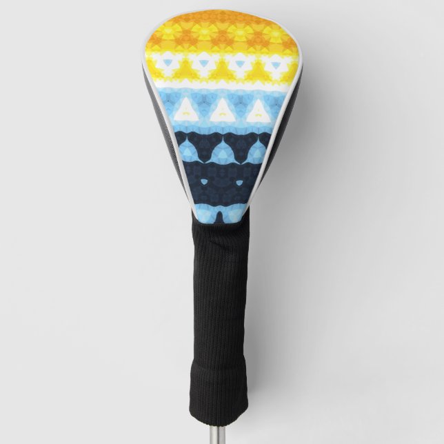 Boho Groovy Geometric Abstract AroAce Pride Flag Golf Head Cover (Front)