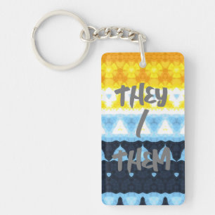 Boho Groovy Geometric Abstract AroAce Pride Flag Key Ring