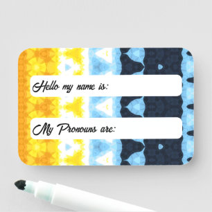 Boho Groovy Geometric Abstract AroAce Pride Flag Name Tag