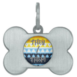 Boho Groovy Geometric Abstract AroAce Pride Flag Pet ID Tag