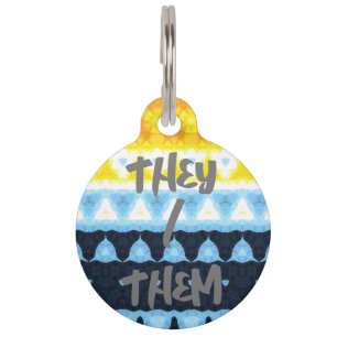 Boho Groovy Geometric Abstract AroAce Pride Flag Pet Tag