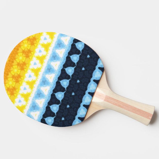 Boho Groovy Geometric Abstract AroAce Pride Flag Ping Pong Paddle (Back Side)