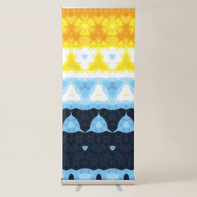 Boho Groovy Geometric Abstract AroAce Pride Flag Retractable Banner (Front)