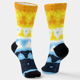 Boho Groovy Geometric Abstract AroAce Pride Flag Socks