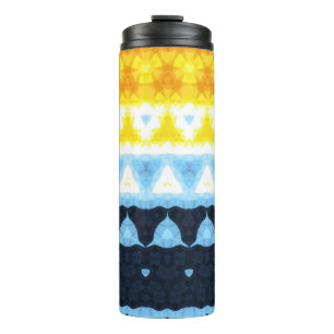 Boho Groovy Geometric Abstract AroAce Pride Flag Thermal Tumbler