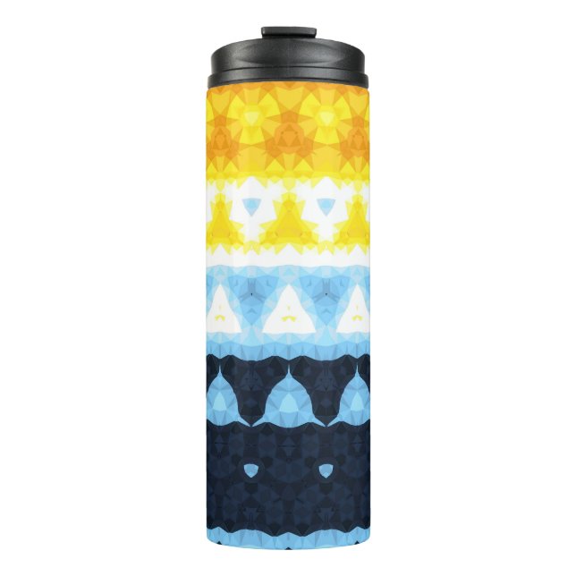 Boho Groovy Geometric Abstract AroAce Pride Flag Thermal Tumbler (Front)