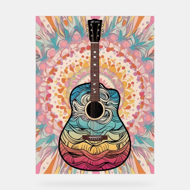 Boho guitar acrylic sign (Front)