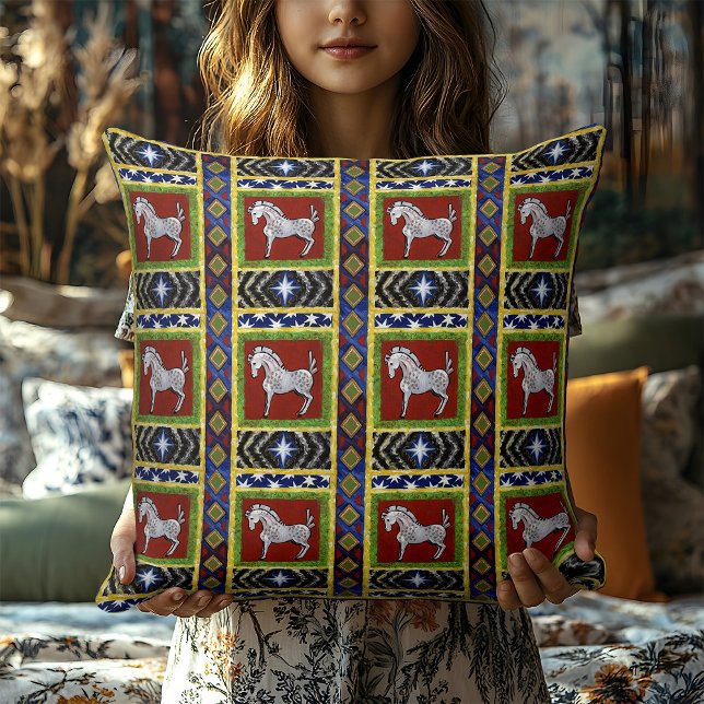 Boho Gypsy Folk Art Colonial Holiday Cottage Cushion (Creator Uploaded)